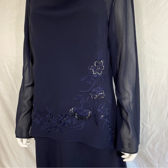 Studio I 2pc. Beaded Navy Blue Elegant Special Event Dress - Picture 5 of 14